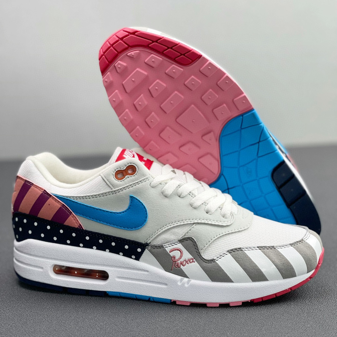 Parra Air Max 1 白粉 拼接 低筒 减震运动鞋 休闲鞋 板鞋 男鞋 女鞋 AT3057-100
