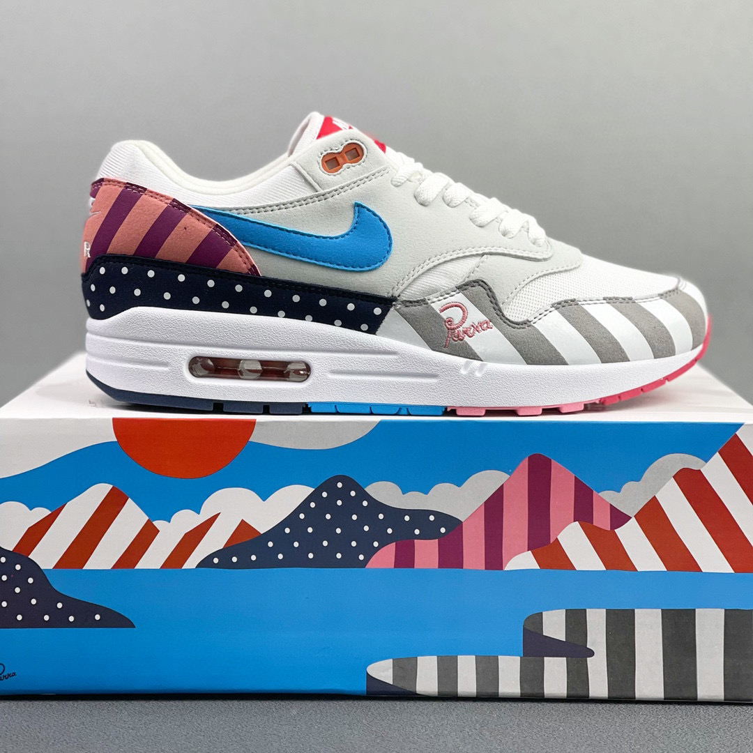 Parra Air Max 1 白粉 拼接 低筒 减震运动鞋 休闲鞋 板鞋 男鞋 女鞋 AT3057-100