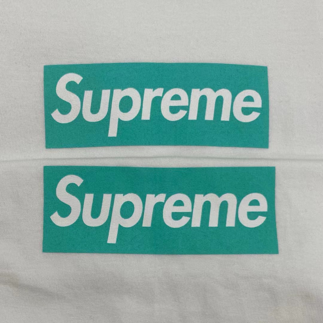 Supreme Week 12 x Tiffany & Co Logo Tee 联名款 蒂芙尼 印花纯色短袖 灰粉色 短袖 T 恤 男女同款