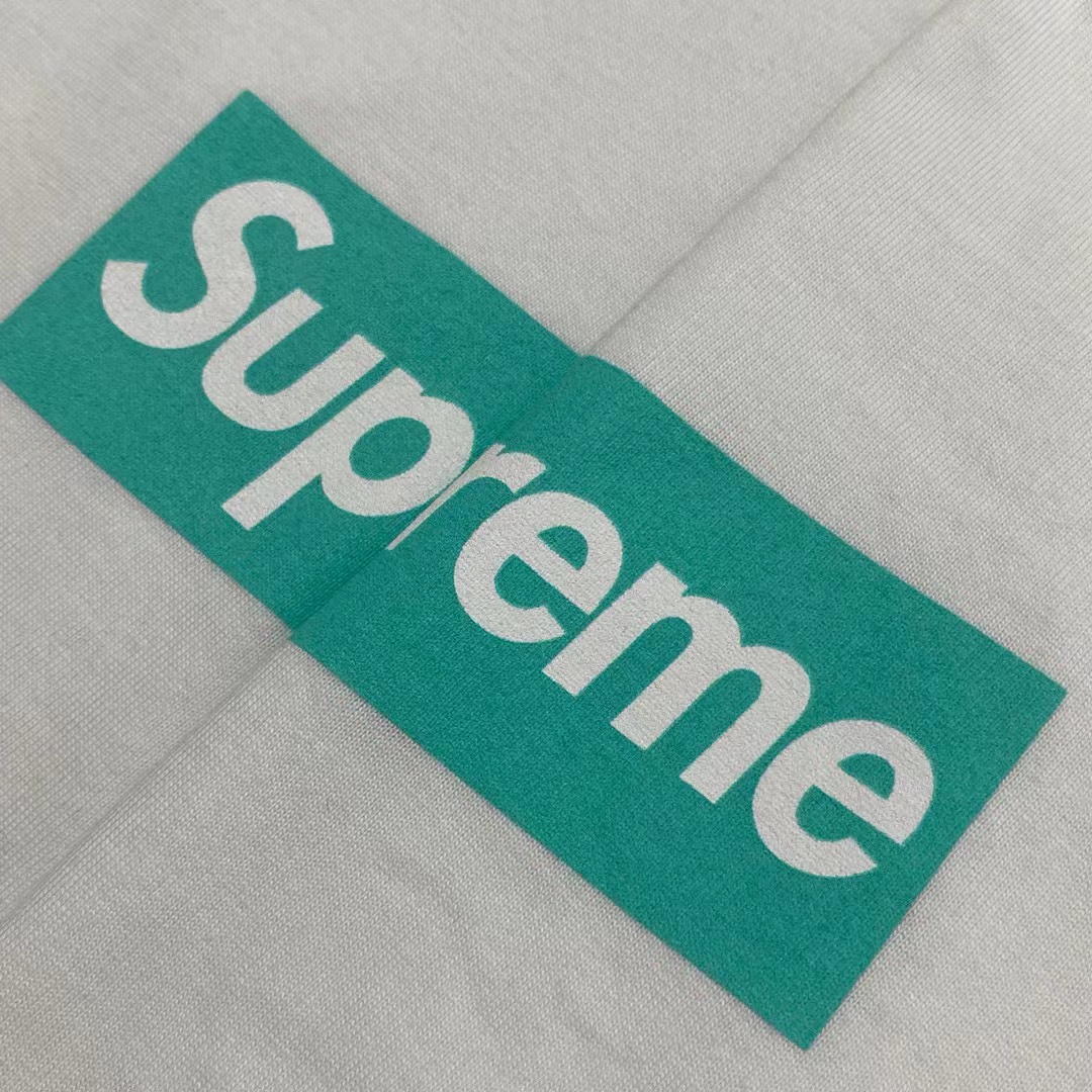 Supreme Week 12 x Tiffany & Co Logo Tee 联名款 蒂芙尼 印花纯色短袖 灰粉色 短袖 T 恤 男女同款
