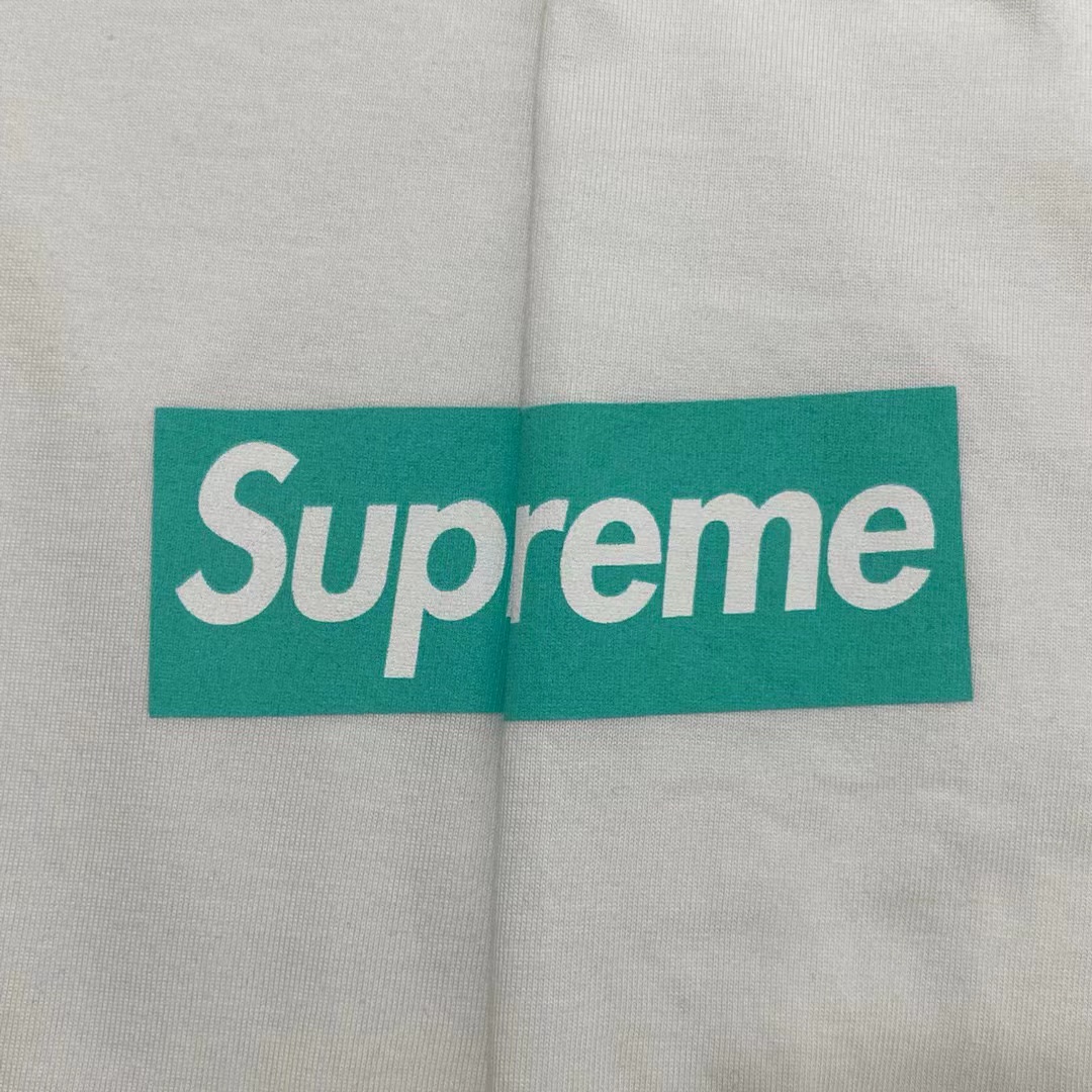 Supreme Week 12 x Tiffany & Co Logo Tee 联名款 蒂芙尼 印花纯色短袖 灰粉色 短袖 T 恤 男女同款