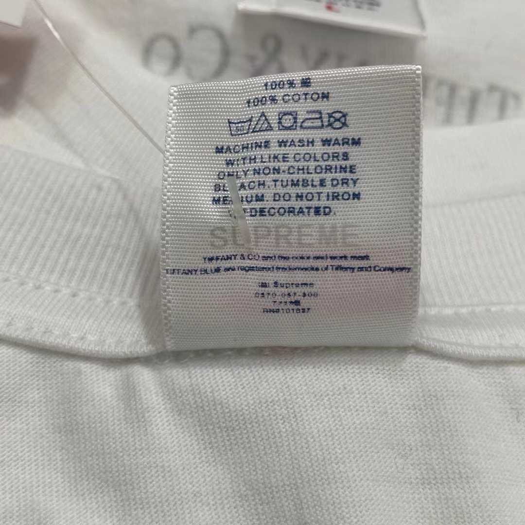 Supreme Week 12 x Tiffany & Co Logo Tee 联名款 蒂芙尼 印花纯色短袖 灰粉色 短袖 T 恤 男女同款