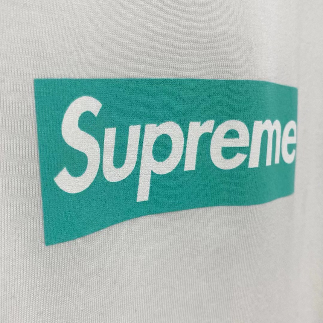 Supreme Week 12 x Tiffany & Co Logo Tee 联名款 蒂芙尼 印花纯色短袖 灰粉色 短袖 T 恤 男女同款