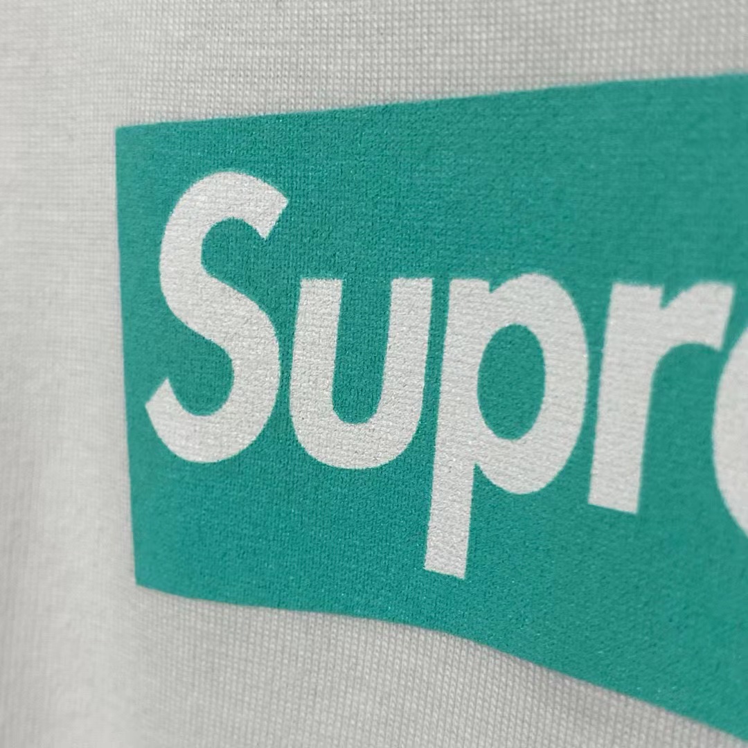 Supreme Week 12 x Tiffany & Co Logo Tee 联名款 蒂芙尼 印花纯色短袖 灰粉色 短袖 T 恤 男女同款