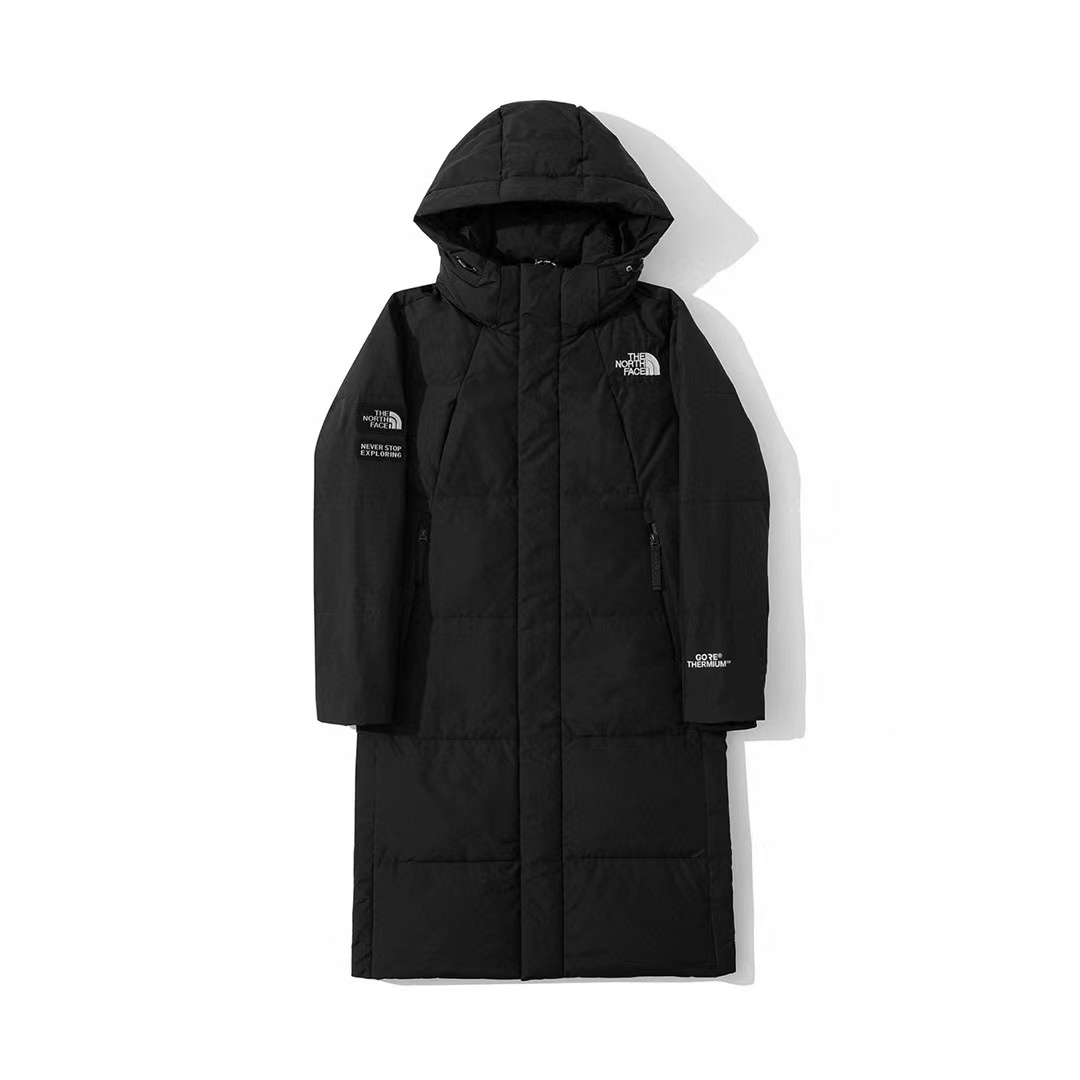 THE NORTH FACE 白色 黑色 羽绒服 长款 过膝 侧面开叉 钮扣 北面 北脸 申敏儿外套 长袖 保暖 男女同款