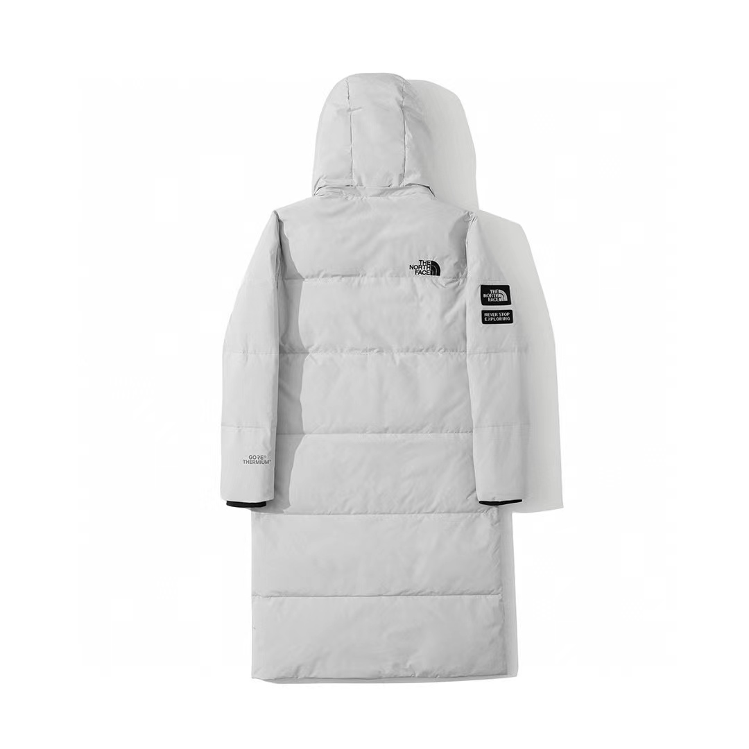 THE NORTH FACE 白色 黑色 羽绒服 长款 过膝 侧面开叉 钮扣 北面 北脸 申敏儿外套 长袖 保暖 男女同款