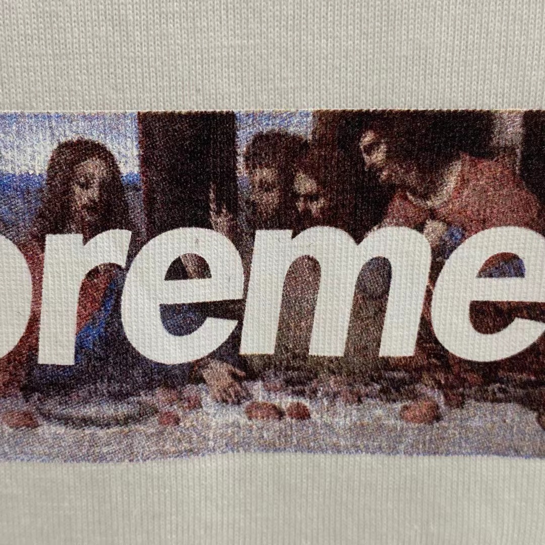  Supreme Week11 Milan Last SUPPER 米兰开业限定 达芬奇 最后的晚餐 Box Logo 白色 短袖 T 恤 男女同款 SUP-FW20-699