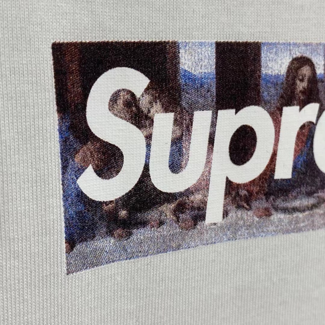  Supreme Week11 Milan Last SUPPER 米兰开业限定 达芬奇 最后的晚餐 Box Logo 白色 短袖 T 恤 男女同款 SUP-FW20-699