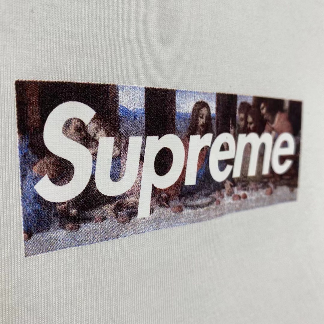 Supreme Week11 Milan Last SUPPER 米兰开业限定 达芬奇 最后的晚餐 Box Logo 白色 短袖 T 恤 男女同款 SUP-FW20-699