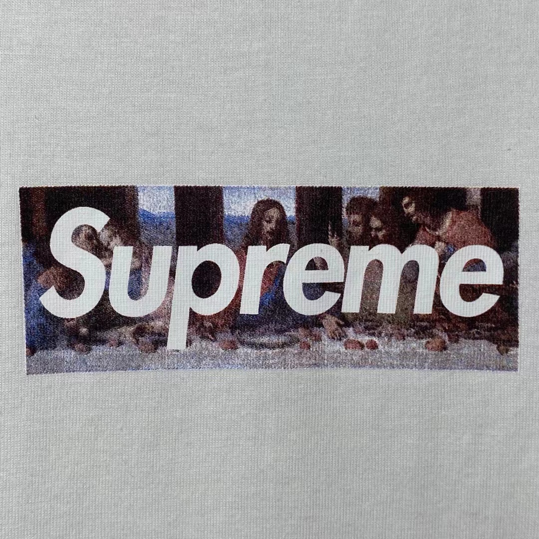  Supreme Week11 Milan Last SUPPER 米兰开业限定 达芬奇 最后的晚餐 Box Logo 白色 短袖 T 恤 男女同款 SUP-FW20-699
