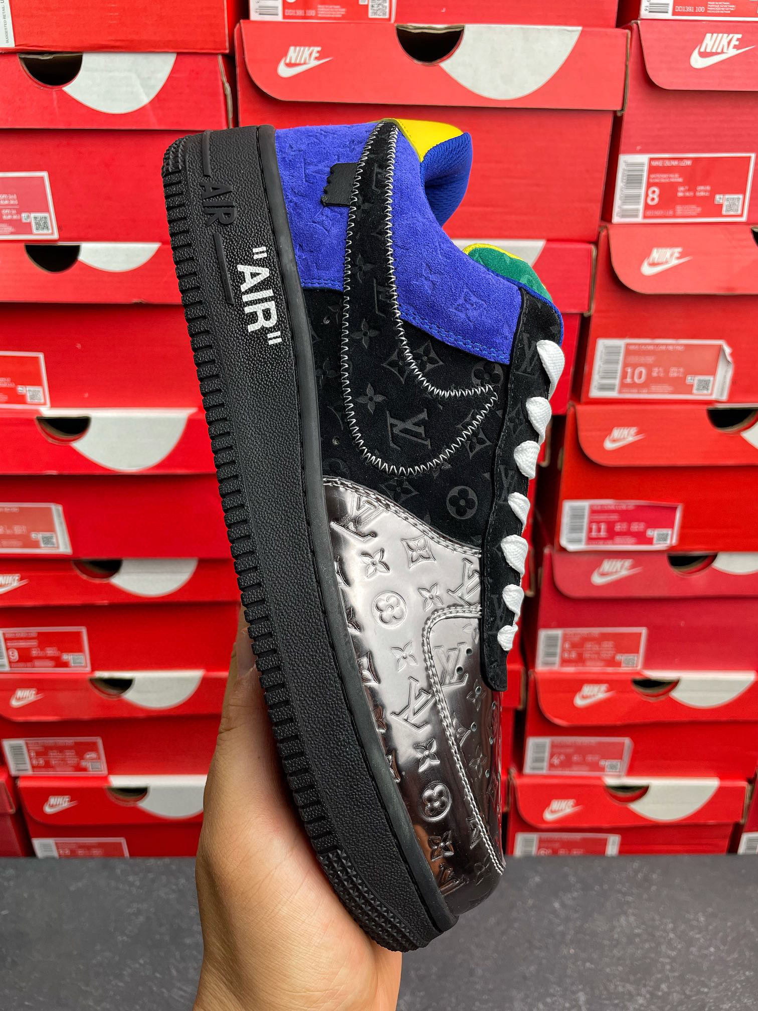 Louis Vuitton x Nike Air Force 1 Low 黑銀換  鴛鴦  低筒 牛皮 休闲鞋 运动鞋 板鞋 男鞋 女鞋 1A9VCH