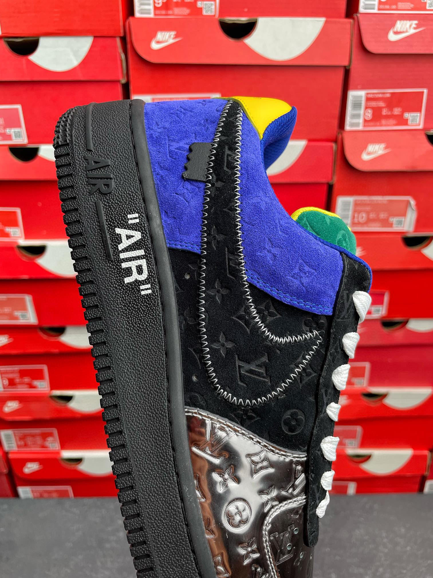 Louis Vuitton x Nike Air Force 1 Low 黑銀換  鴛鴦  低筒 牛皮 休闲鞋 运动鞋 板鞋 男鞋 女鞋 1A9VCH