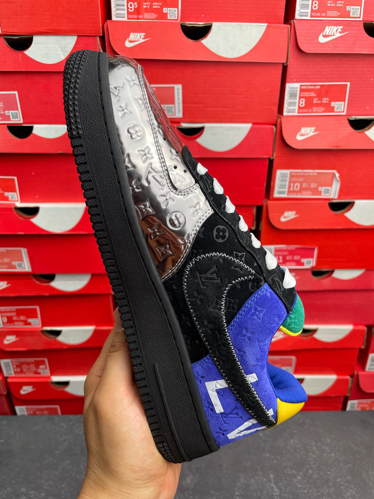 Louis Vuitton x Nike Air Force 1 Low 黑銀換  鴛鴦  低筒 牛皮 休闲鞋 运动鞋 板鞋 男鞋 女鞋 1A9VCH