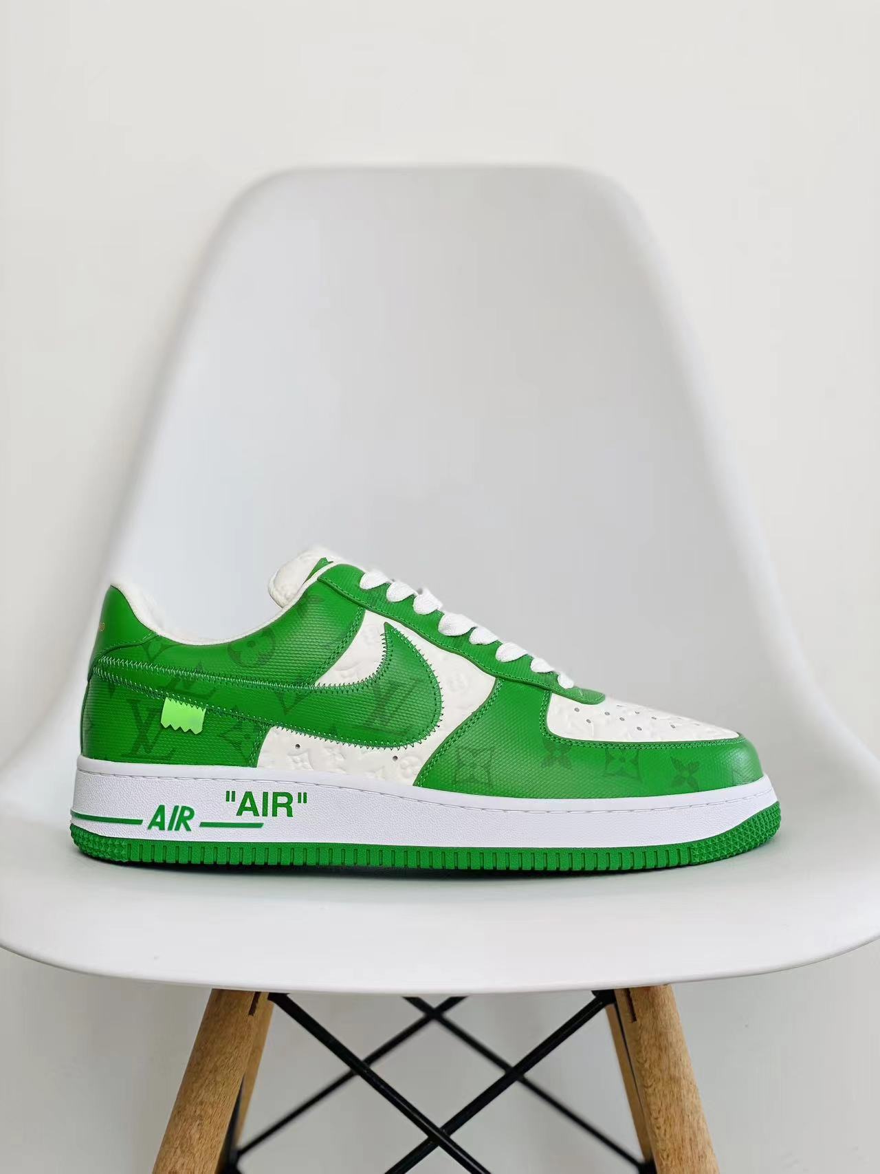 原盒版 帶配件 Louis Vuitton x Nike Air Force 1 Low  绿色  低筒 牛皮 休闲鞋 运动鞋 板鞋 男鞋 女鞋 1A9V9V