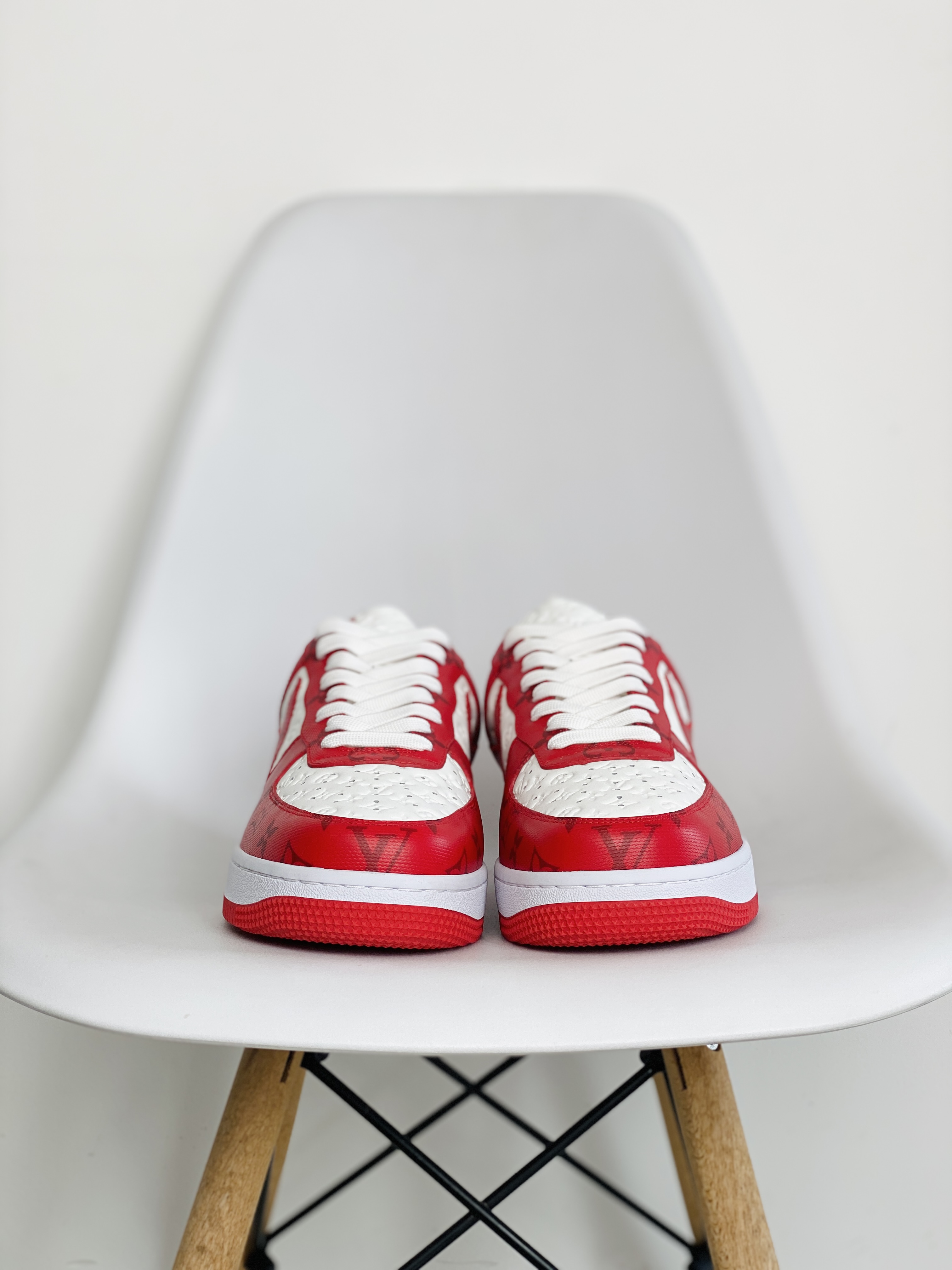  原盒版 帶配件 Louis Vuitton x Nike Air Force 1 Low  紅色  低筒 牛皮 休闲鞋 运动鞋 板鞋 男鞋 女鞋 1A9VA7