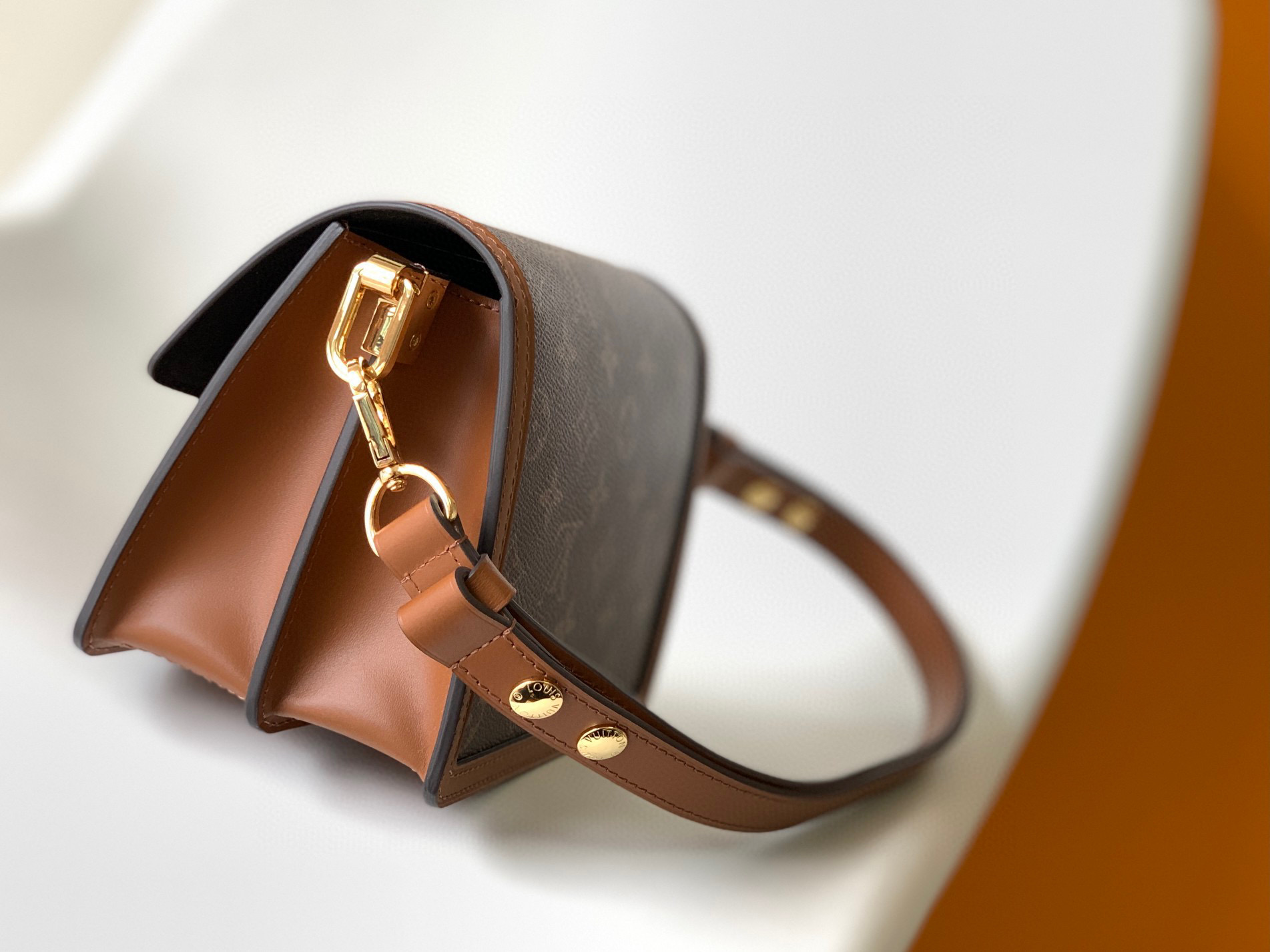 原厂皮 LOUIS VUITTON Dauphine 达妮芙 经典老花满印 帆布小牛皮拼接 腋下包 手提包 单肩包 斜挎包 棕色 迷你款 M45959 44580