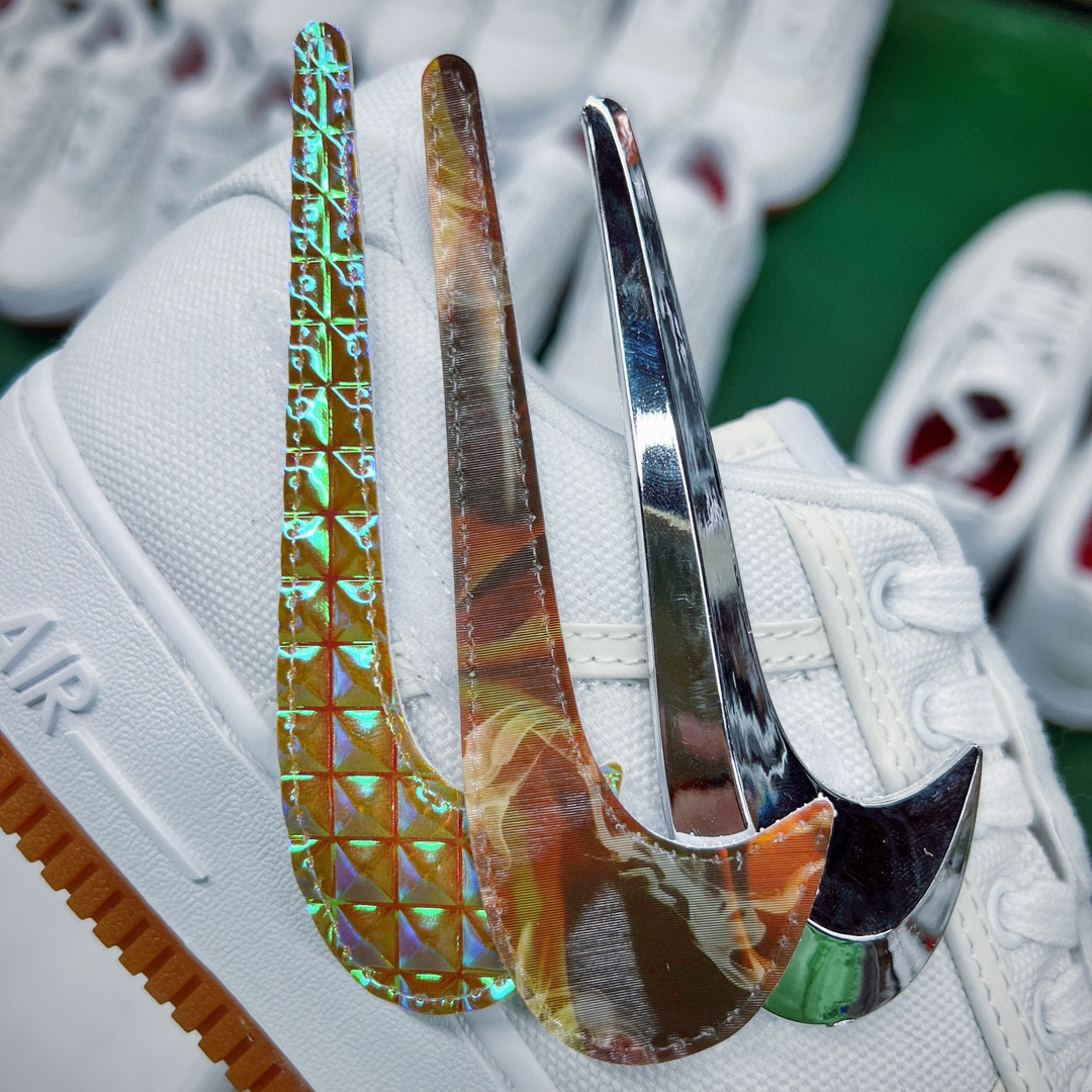 Travis Scott Nike  Force 1 Low Sail 換鉤  低筒 反光 休闲鞋 板鞋 男鞋 女鞋 白銀 AQ4211-101