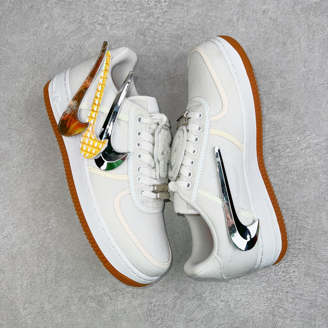 Travis Scott Nike  Force 1 Low Sail 換鉤  低筒 反光 休闲鞋 板鞋 男鞋 女鞋 白銀 AQ4211-101
