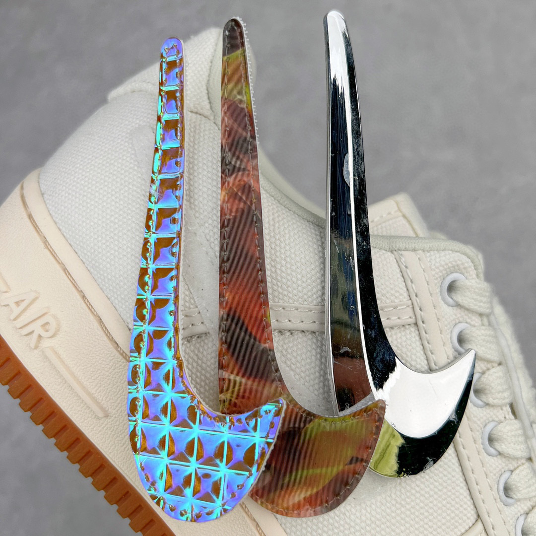 Travis Scott Nike  Force 1 Low Sail 換鉤  低筒 反光 休闲鞋 板鞋 男鞋 女鞋 米白色 AQ4211-101