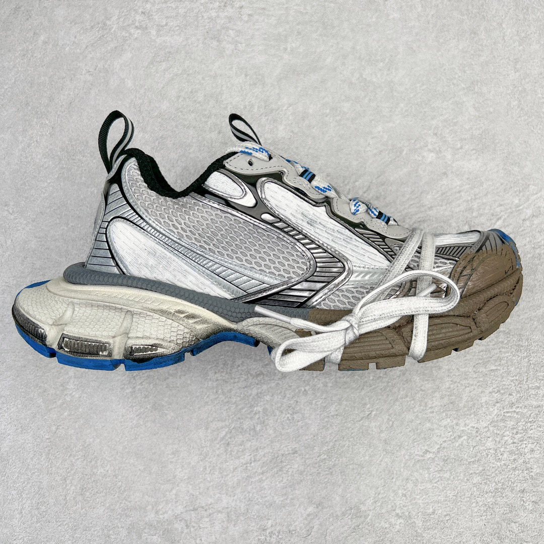 Balenciaga 巴黎世家 3XL 网布 系带 做旧  低筒 老爹鞋 运动 复古板鞋 休闲鞋 男鞋 女鞋  银蓝 泥染 734734W3XL71214