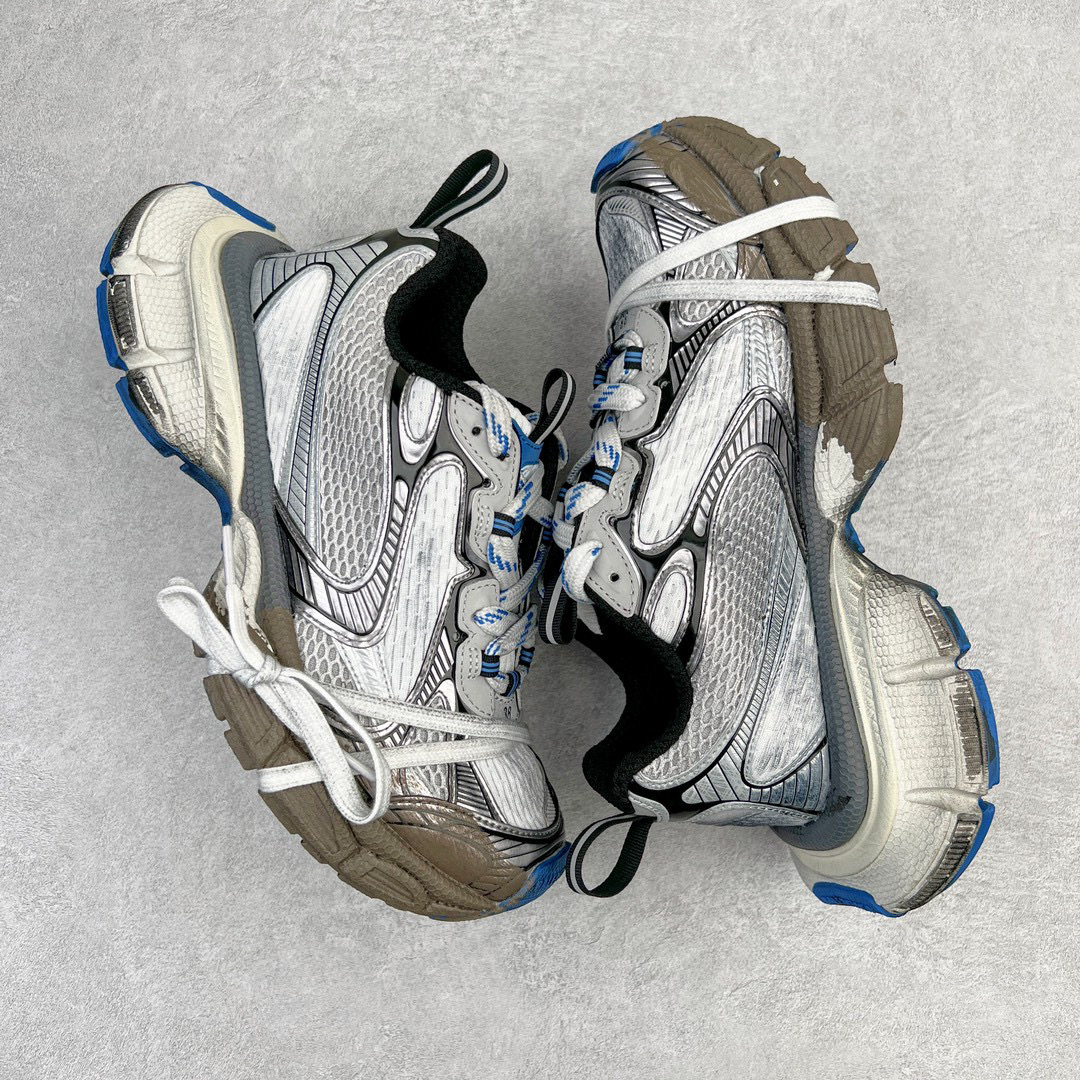 Balenciaga 巴黎世家 3XL 网布 系带 做旧  低筒 老爹鞋 运动 复古板鞋 休闲鞋 男鞋 女鞋  银蓝 泥染 734734W3XL71214
