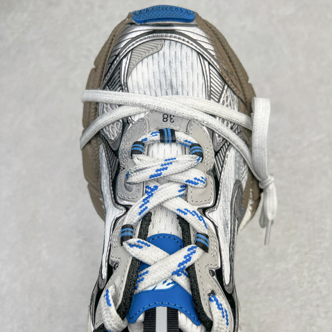 Balenciaga 巴黎世家 3XL 网布 系带 做旧  低筒 老爹鞋 运动 复古板鞋 休闲鞋 男鞋 女鞋  银蓝 泥染 734734W3XL71214