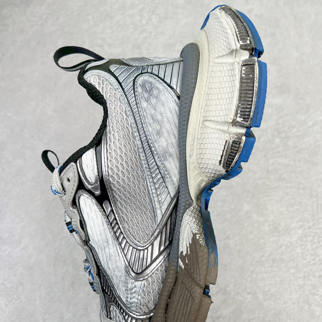 Balenciaga 巴黎世家 3XL 网布 系带 做旧  低筒 老爹鞋 运动 复古板鞋 休闲鞋 男鞋 女鞋  银蓝 泥染 734734W3XL71214