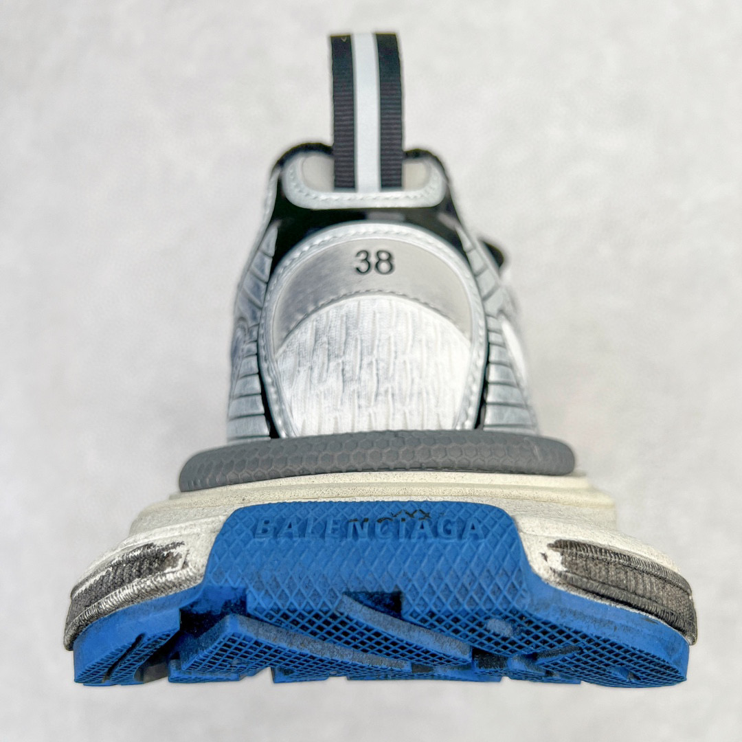 Balenciaga 巴黎世家 3XL 网布 系带 做旧  低筒 老爹鞋 运动 复古板鞋 休闲鞋 男鞋 女鞋  银蓝 泥染 734734W3XL71214