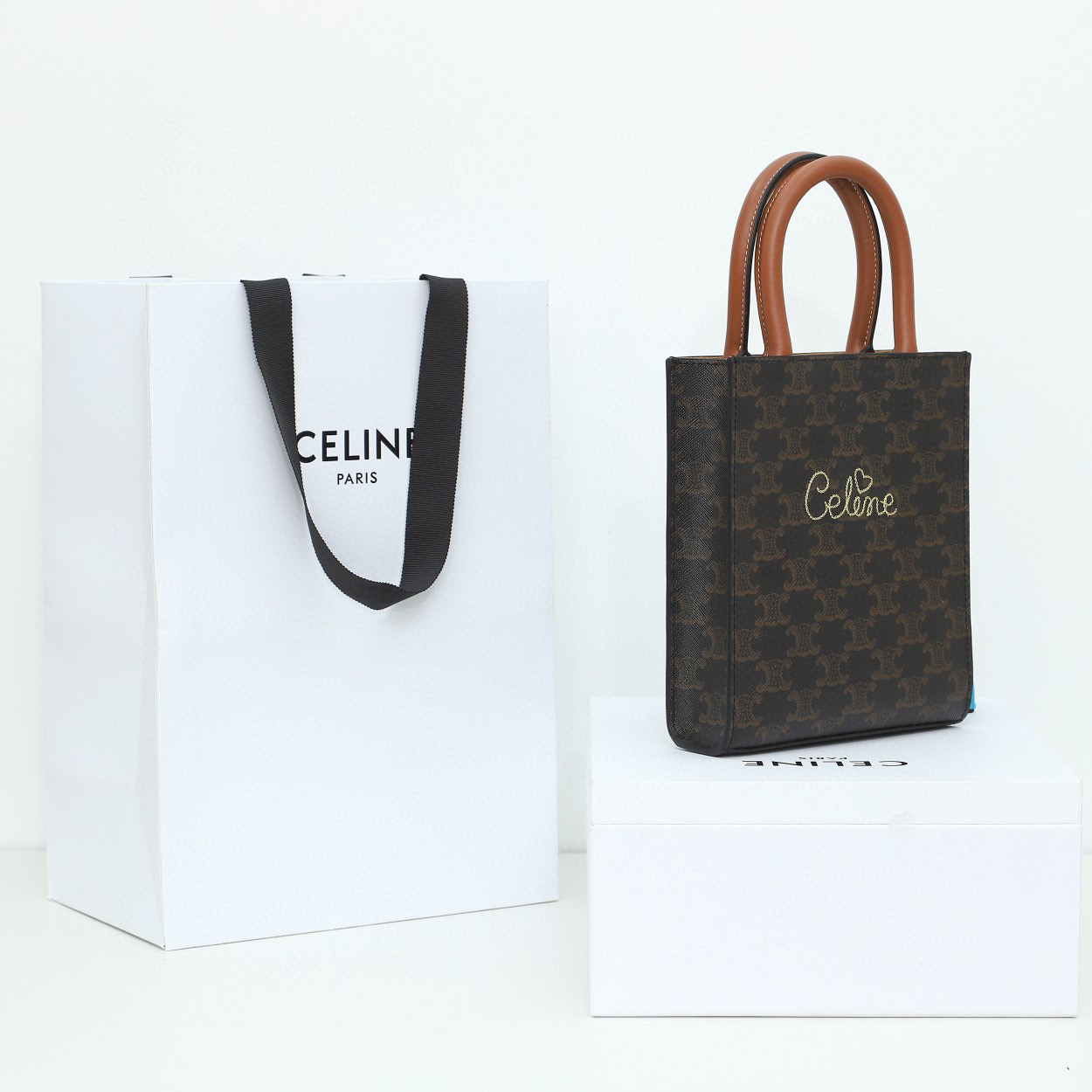 CELINE 赛琳 Cabas 经典老花印花竖款 黄褐色 托特包 手提包 单肩包 斜挎包 194372CYB-04LU