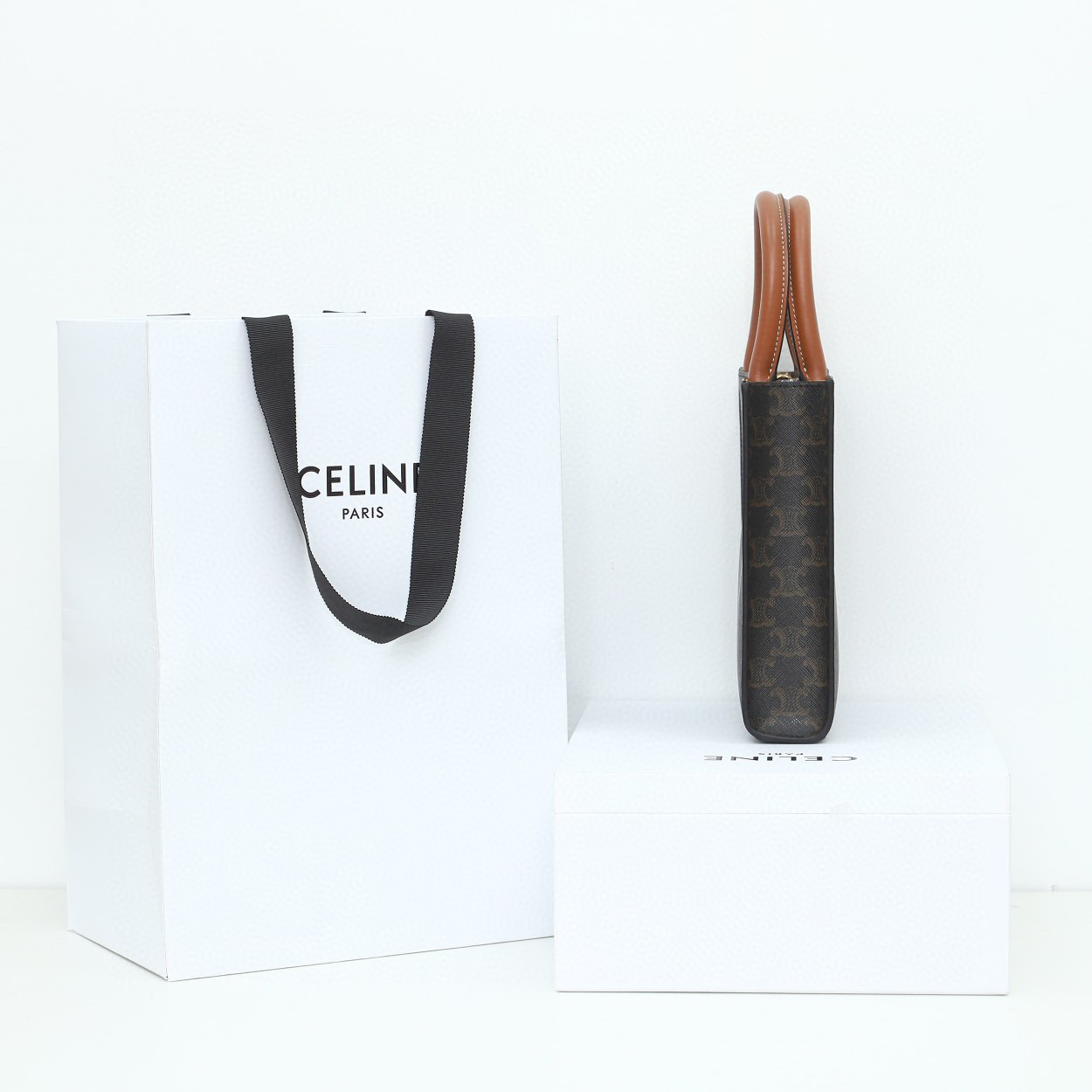 CELINE 赛琳 Cabas 经典老花印花竖款 黄褐色 托特包 手提包 单肩包 斜挎包 194372CYB-04LU