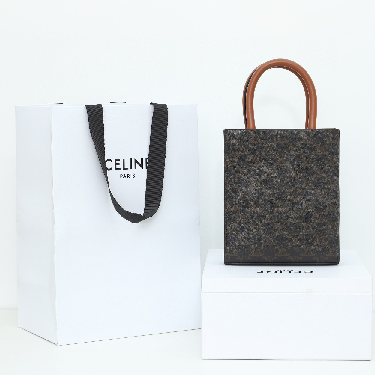 CELINE 赛琳 Cabas 经典老花印花竖款 黄褐色 托特包 手提包 单肩包 斜挎包 194372CYB-04LU