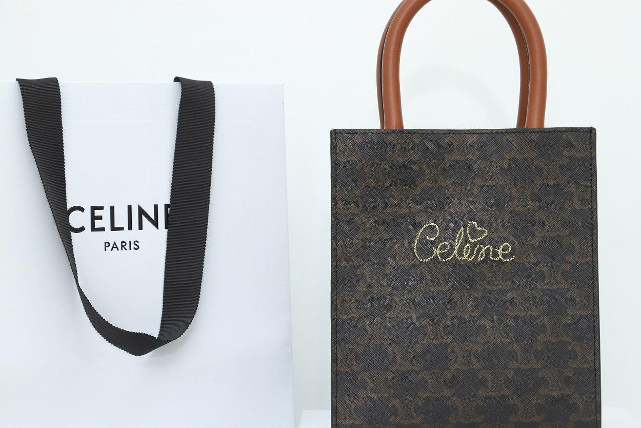 CELINE 赛琳 Cabas 经典老花印花竖款 黄褐色 托特包 手提包 单肩包 斜挎包 194372CYB-04LU