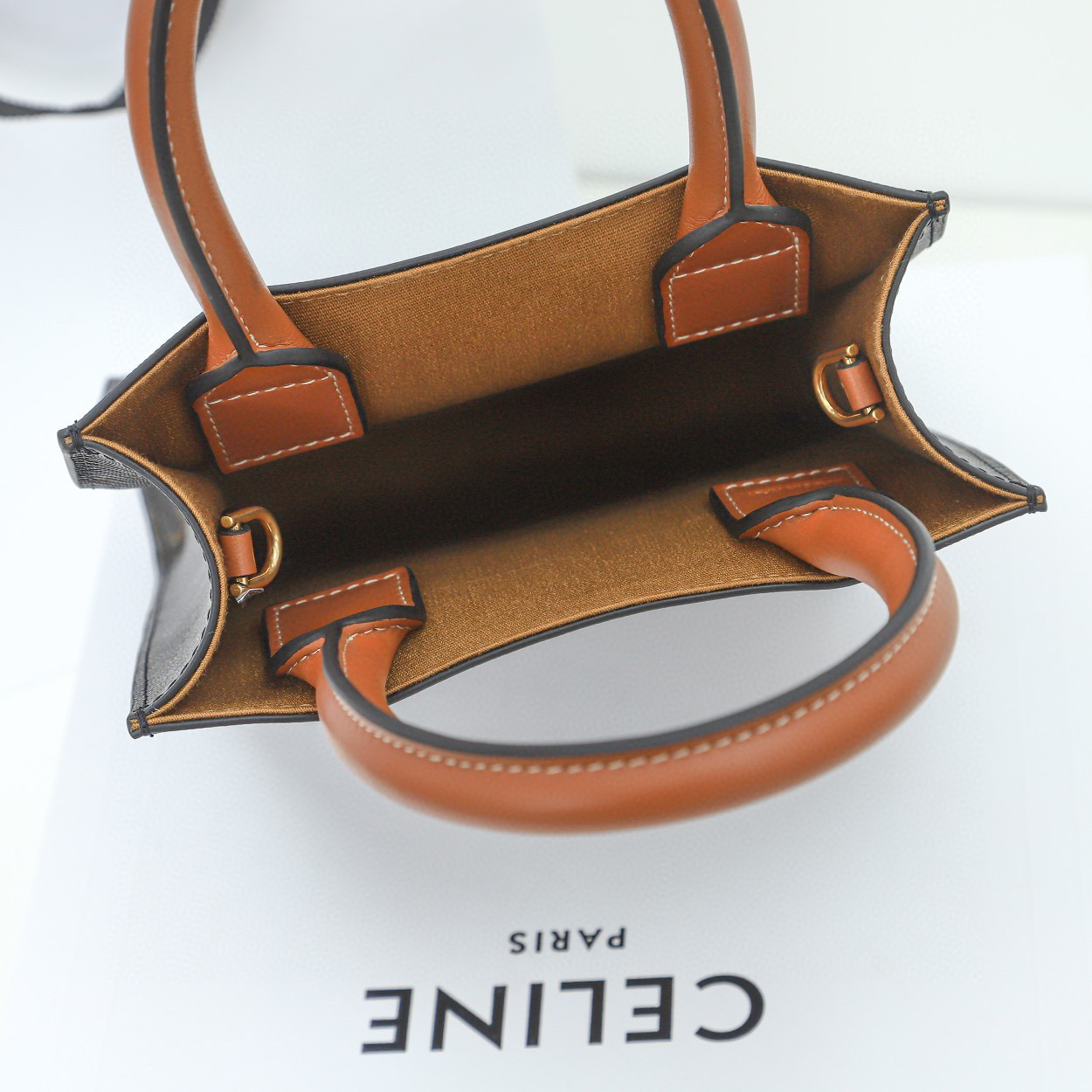 CELINE 赛琳 Cabas 经典老花印花竖款 黄褐色 托特包 手提包 单肩包 斜挎包 194372CYB-04LU