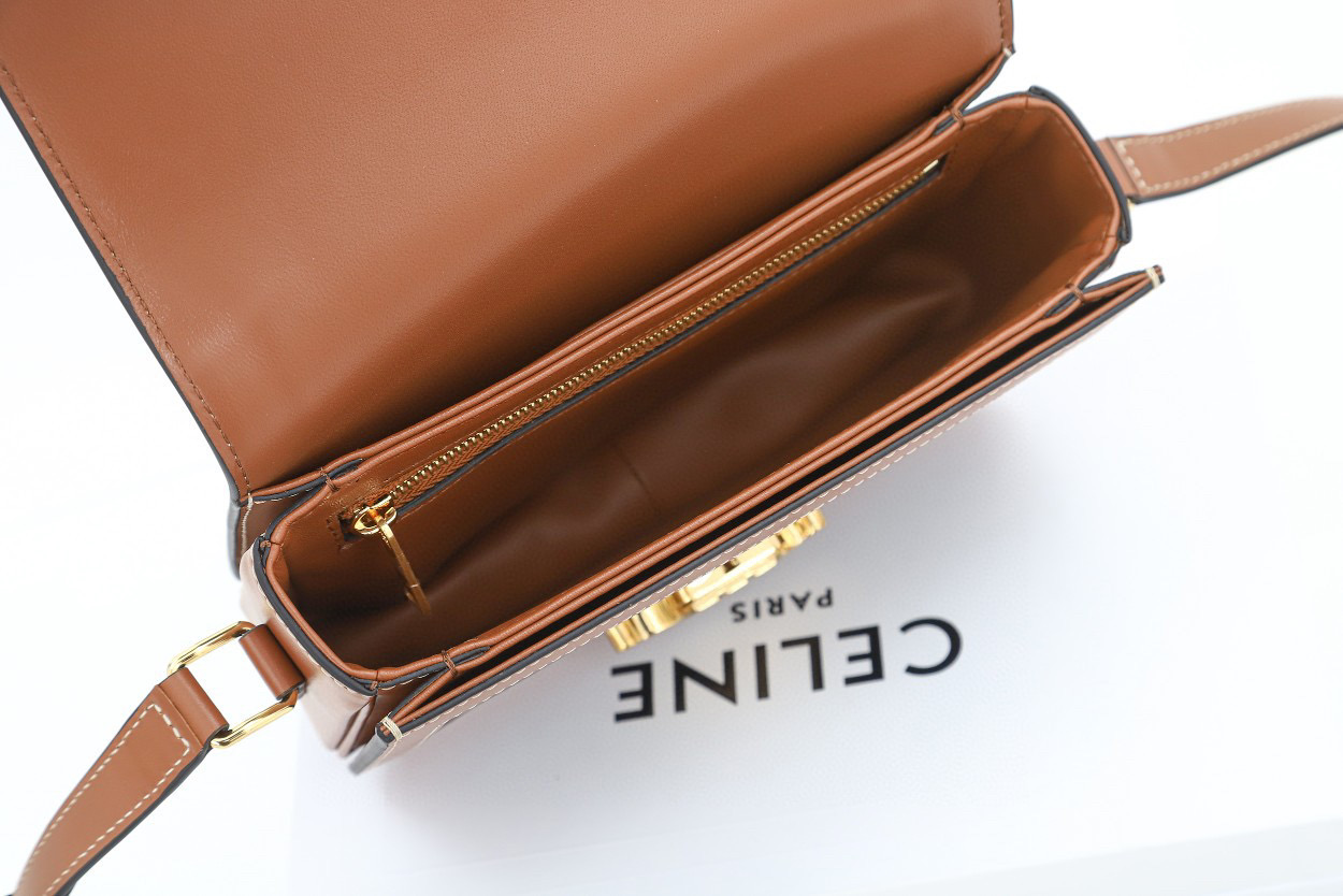 CELINE 赛琳 Triomphe 金色锁扣凯旋门老花印花 黄褐色 腋下包 手提包 单肩包 斜挎包 188882BZ4-04LU