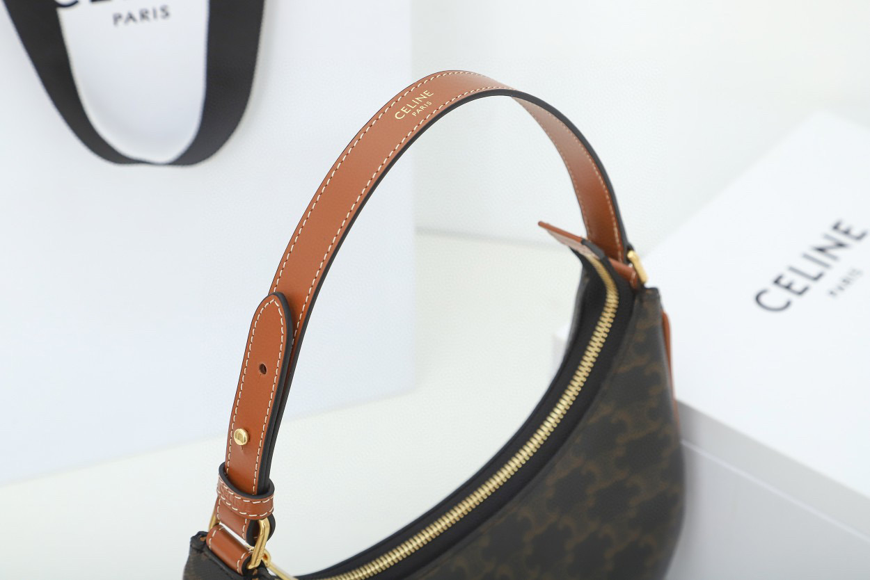 CELINE 赛琳 AVA 系列经典凯旋门老花满印 腋下包 黄褐色 单肩包 可调节肩带 手提包 193952BZJ-04LU