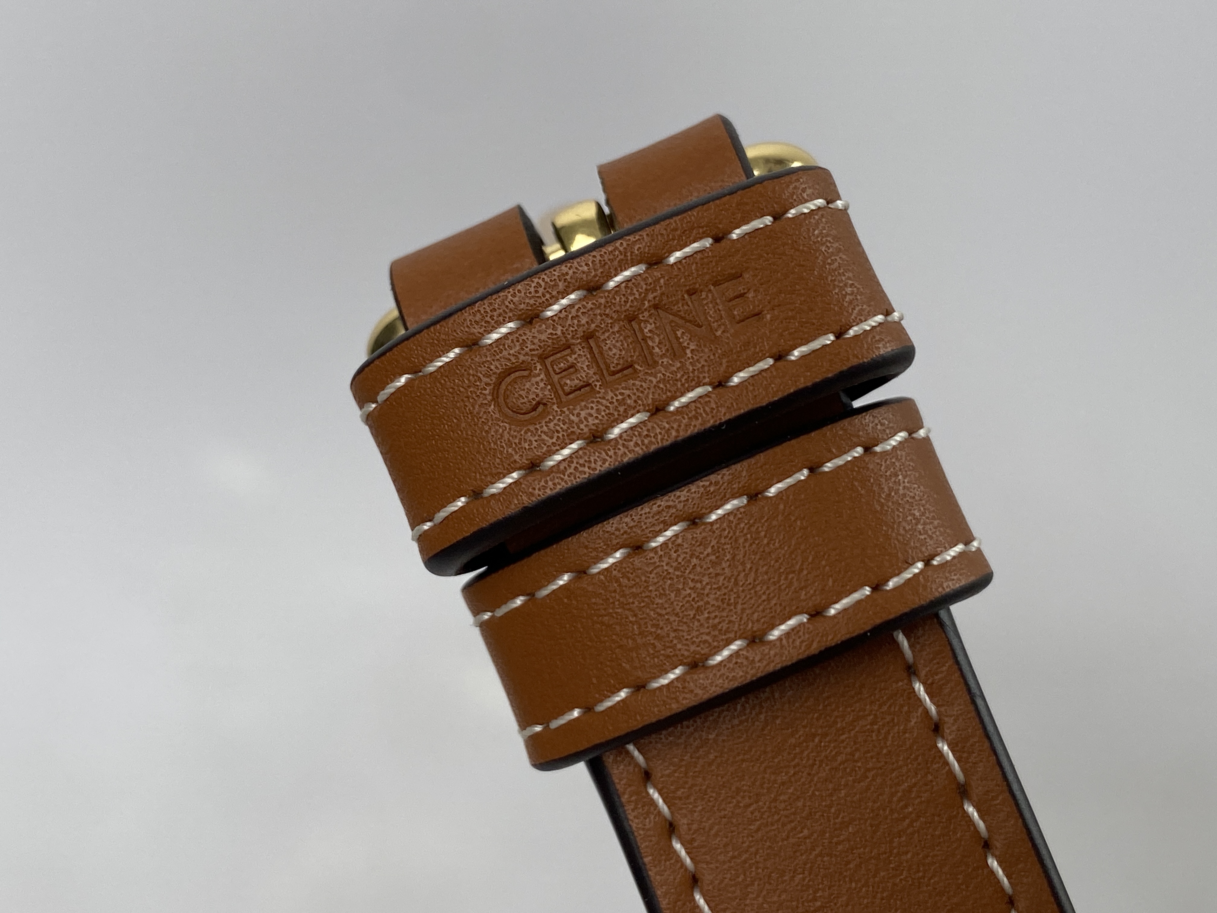 CELINE賽琳 Triomphe 凱旋門系列 經典滿印老花牛皮 水桶包 單肩包 斜挎包 小號 女款 黃褐色191442CAS-04LU