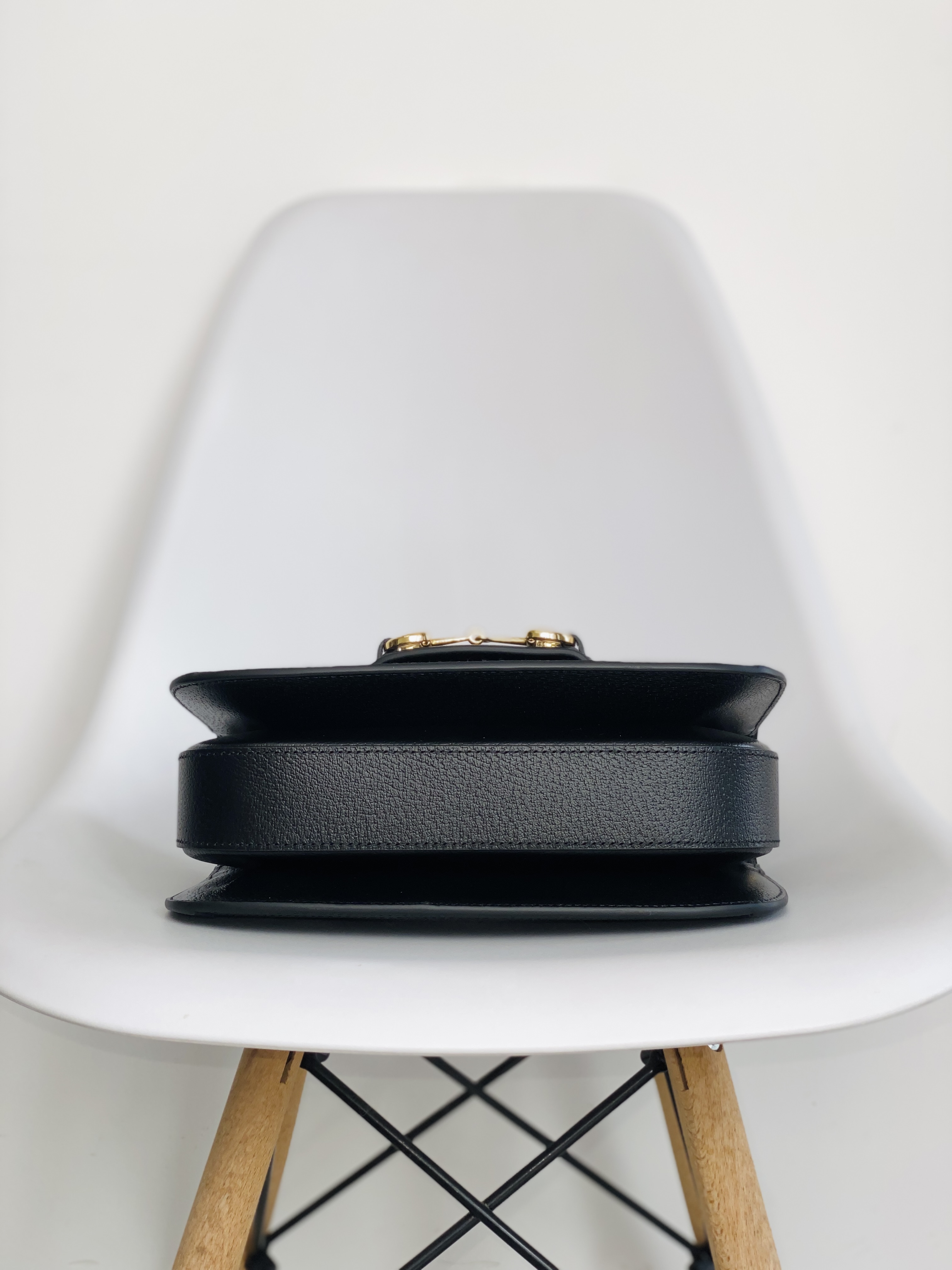 原厂皮 GUCCI 古驰 马衔扣 1955复古金扣 黑丹宁 Denim 老花Logo 黑色 单肩包 斜挎包 手提包 男女同款 602204-UN3BG-1274