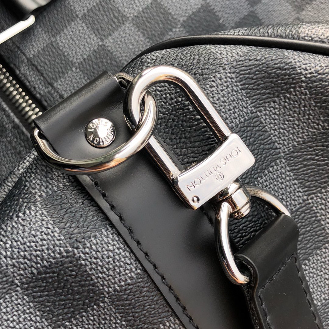 原厂皮 LOUIS VUITTON LV keepall 45 50 55 旅行包 手提包 单肩包 斜挎包  石墨色 M41413 M41416 M41418