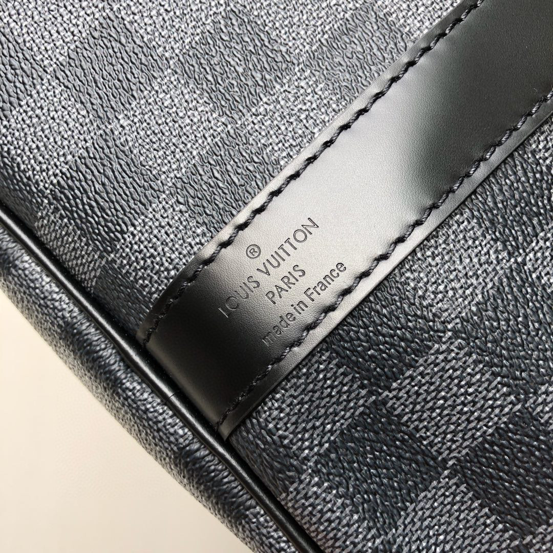 原厂皮 LOUIS VUITTON LV keepall 45 50 55 旅行包 手提包 单肩包 斜挎包  石墨色 M41413 M41416 M41418
