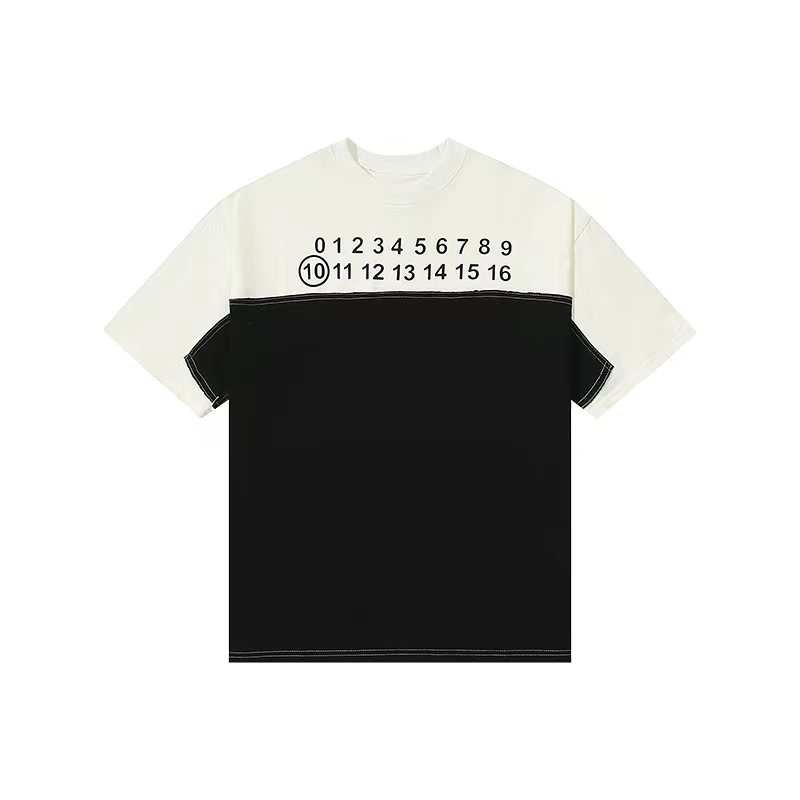Maison Margiela 马吉拉 数字尺码表 印花拼接 黑白 短袖 T 恤 夏季 男女同款 S50GC0601S22816