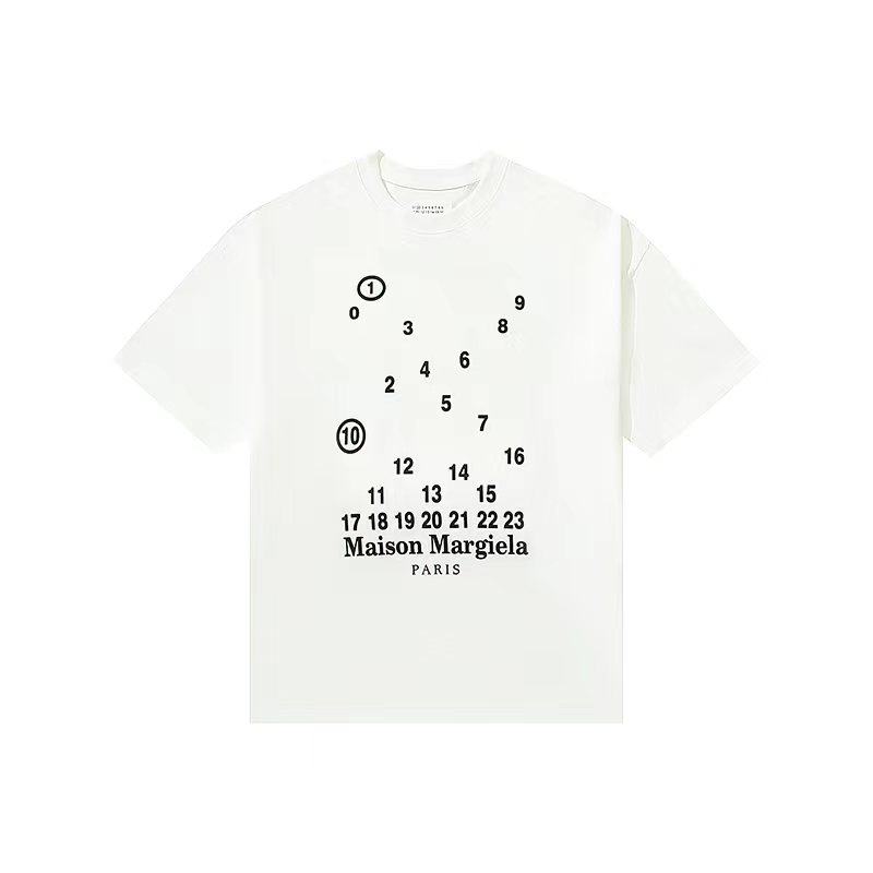 Maison Margiela 马吉拉 FW22 字母数字图案印花 短袖 黑色 白色 T 恤 夏季 男女同款 S51GC0516S22816900
