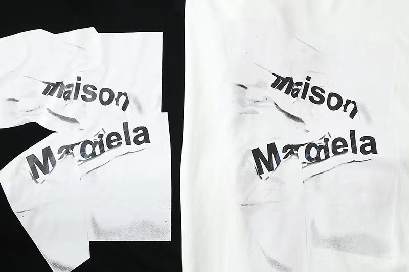 Maison Margiela 马吉拉 褶皱纸团logo印花 短袖 黑色 白色 T 恤 夏季 男女同款 