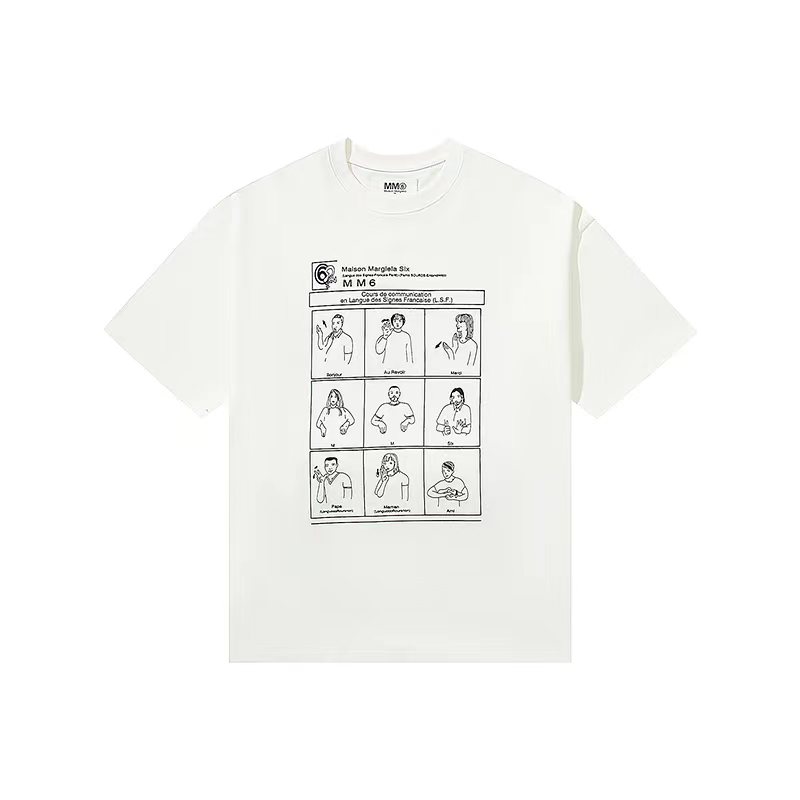 Maison Margiela 马吉拉 人物印花 短袖 黑色 白色 T 恤 圆领 套头 夏季 男女同款 S52GC0213S23962101