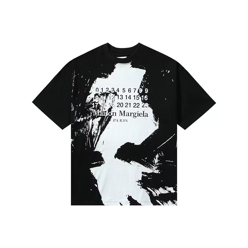 Maison Margiela 马吉拉 撞色logo印花 黑色 短袖 T 恤 圆领 套头 夏季 男女同款 S29GC0282S22816900