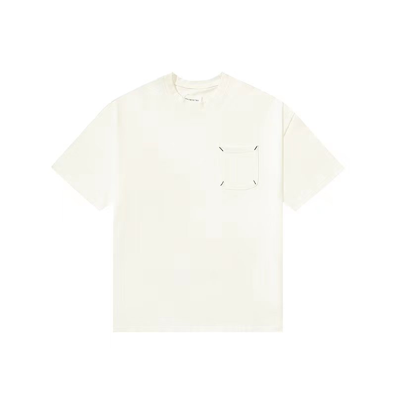 Maison Margiela 马吉拉 纯色胸口口袋 短袖 黑色 白色 T 恤 圆领 套头 夏季 男女同款 