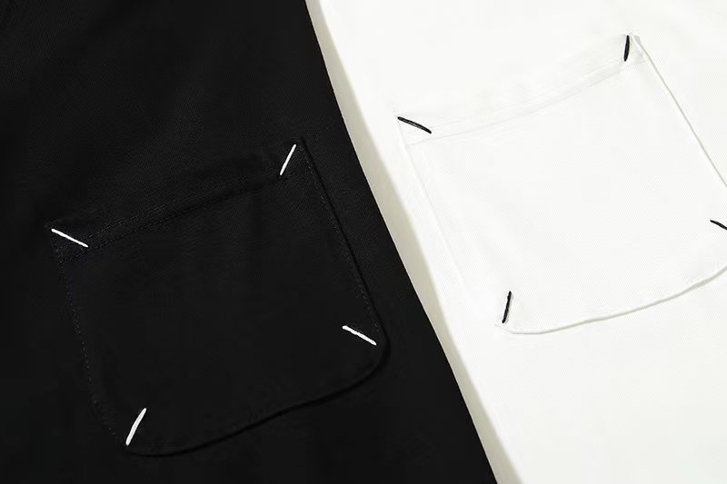 Maison Margiela 马吉拉 纯色胸口口袋 短袖 黑色 白色 T 恤 圆领 套头 夏季 男女同款 