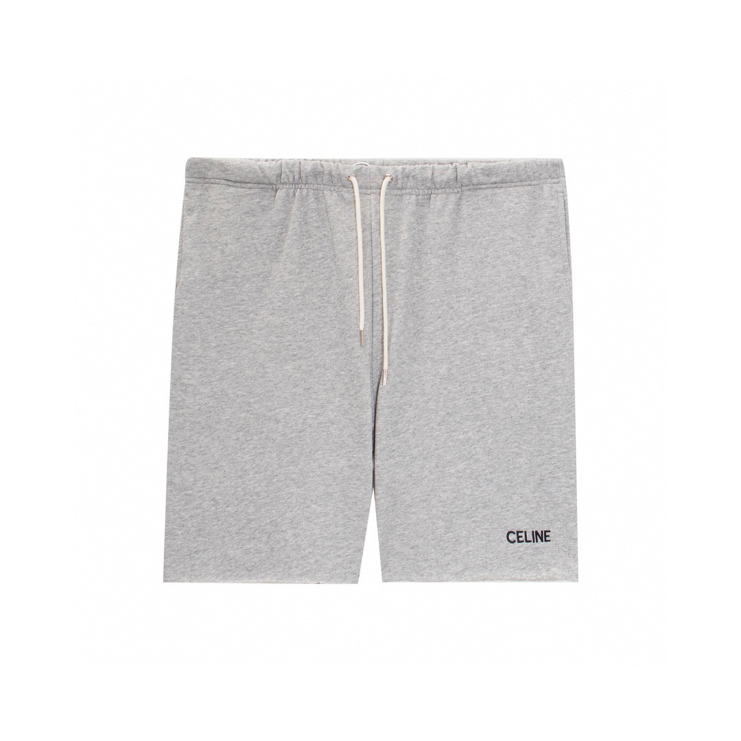  CELINE 赛琳 小刺绣 胶囊系列 字母logo 卫裤 黑色 休闲裤 运动裤 短裤 男女同款 灰色