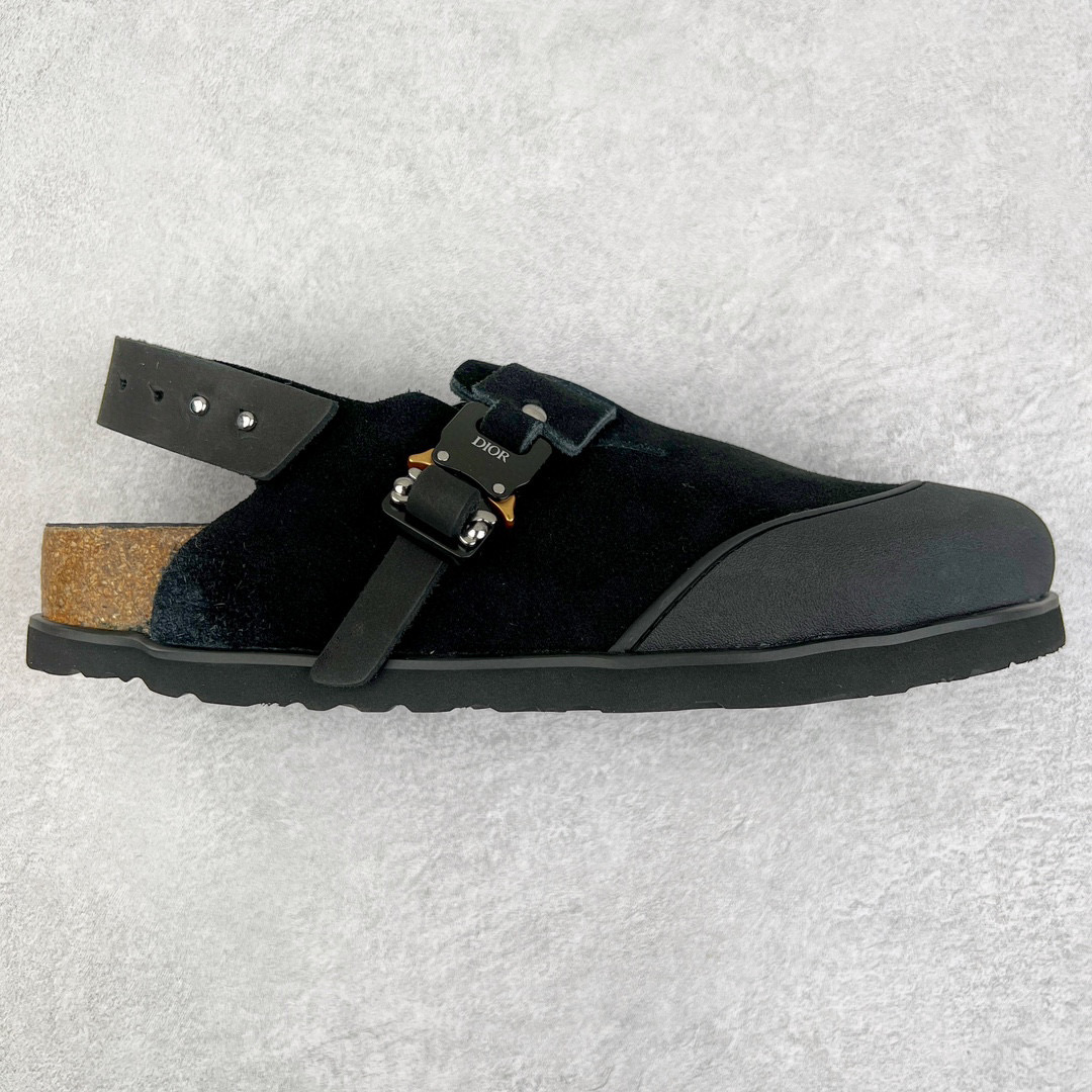 Birkenstock Dior迪奥 Tokio 勃肯 小牛皮 圆头 时尚凉拖 黑色 3SA116ZSD_H900
