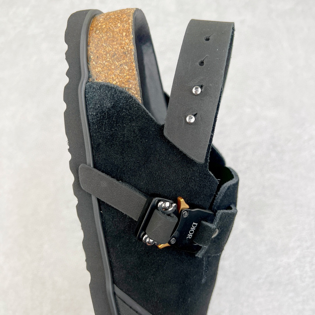 Birkenstock Dior迪奥 Tokio 勃肯 小牛皮 圆头 时尚凉拖 黑色 3SA116ZSD_H900