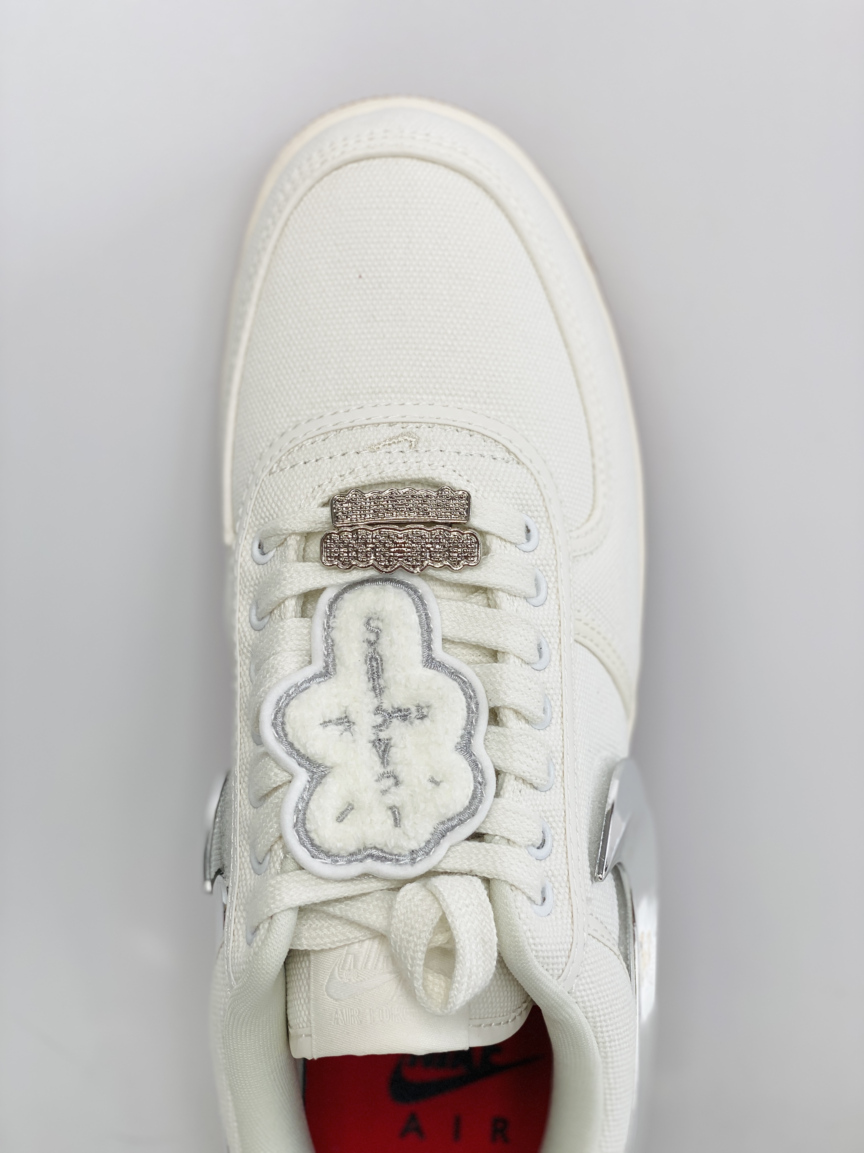 Travis Scott Nike  Force 1 Low Sail 換鉤  低筒 反光 休闲鞋 板鞋 男鞋 女鞋 米白色 AQ4211-101